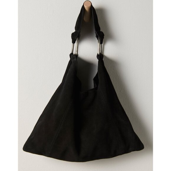 FREE PEOPLE Bobbi Slouch Suede Tote / Black - Picture 7 of 9